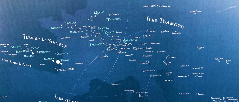 Map showing the many islands that comprise French Polynesia